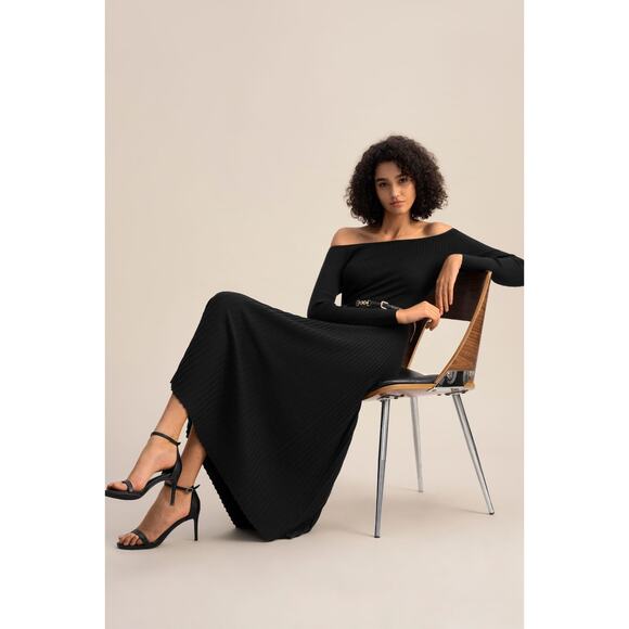 Lilysilk Vivi Dress Womens Large Black Silk Knit Pleated Midi Long Sleeve NWT - Picture 2 of 15